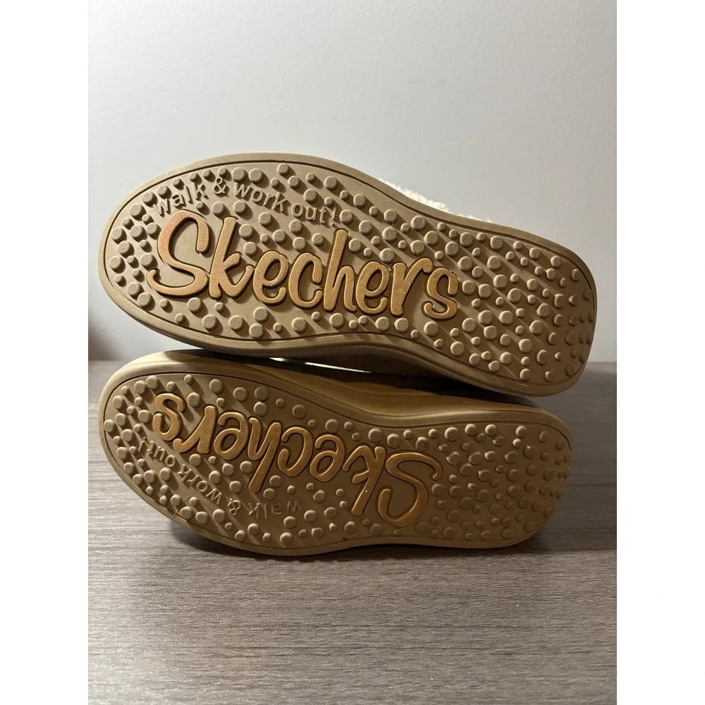 Sketchers Tone Up Toning Faux Fur Lined Suede Ankle Boots‎ Tan Size 6